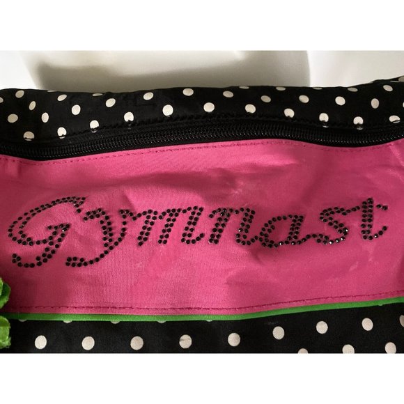 Gymnastics Bag Gymnast Duffle‎ Overnight Tote Adjust Handle Zip Polka Dot Flower - Picture 9 of 12